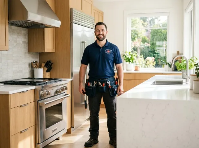 Appliance Repair Hero technician in a Adona, AR kitchen after an appliance repair